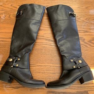 Black knee high leather boots - price drop